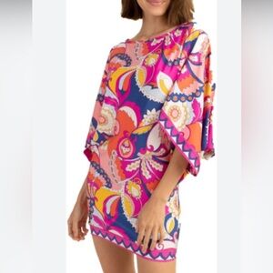 Trina Turk Sevilla Tunic Beach Coverup Dress in Jersey Swim Fabric Size L (M/L)